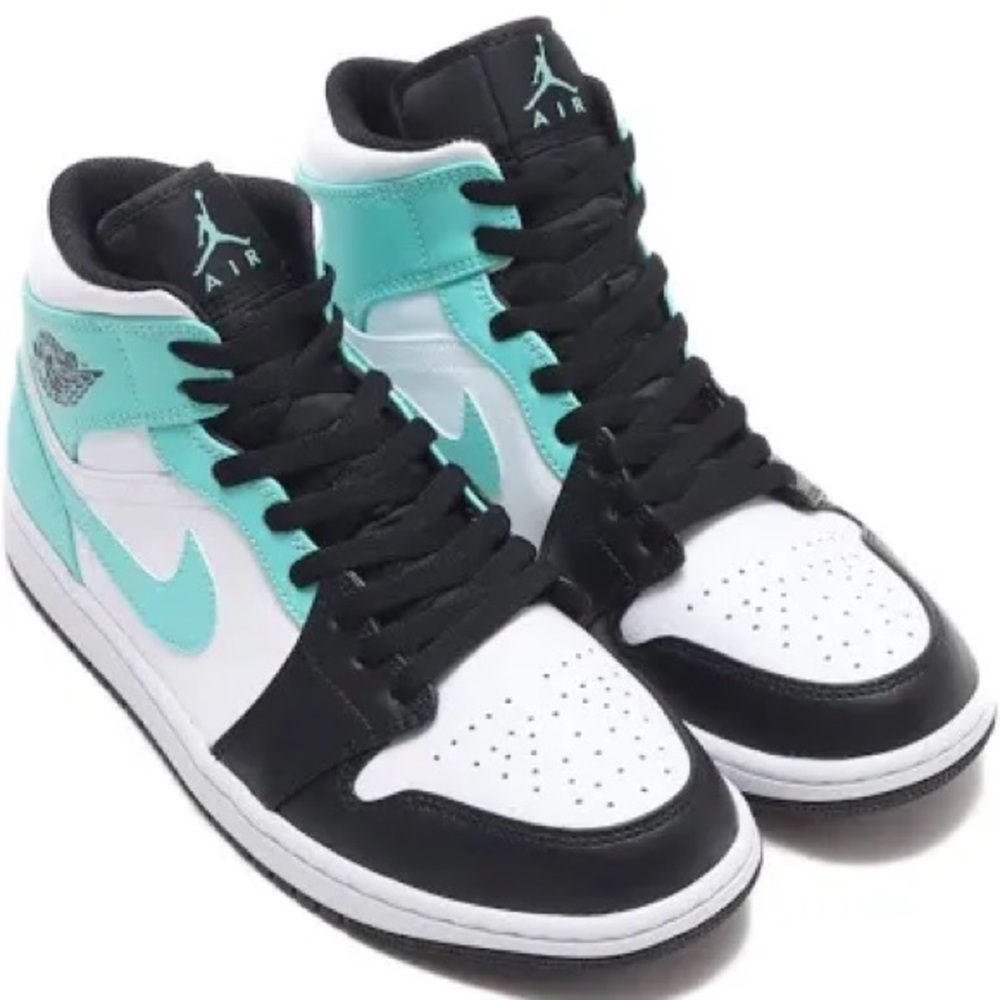 Nike Air Jordan 1 Mid Tropical Twist Teal Black High-Top 10.5 Sneakers554724-132 - Picture 3 of 8